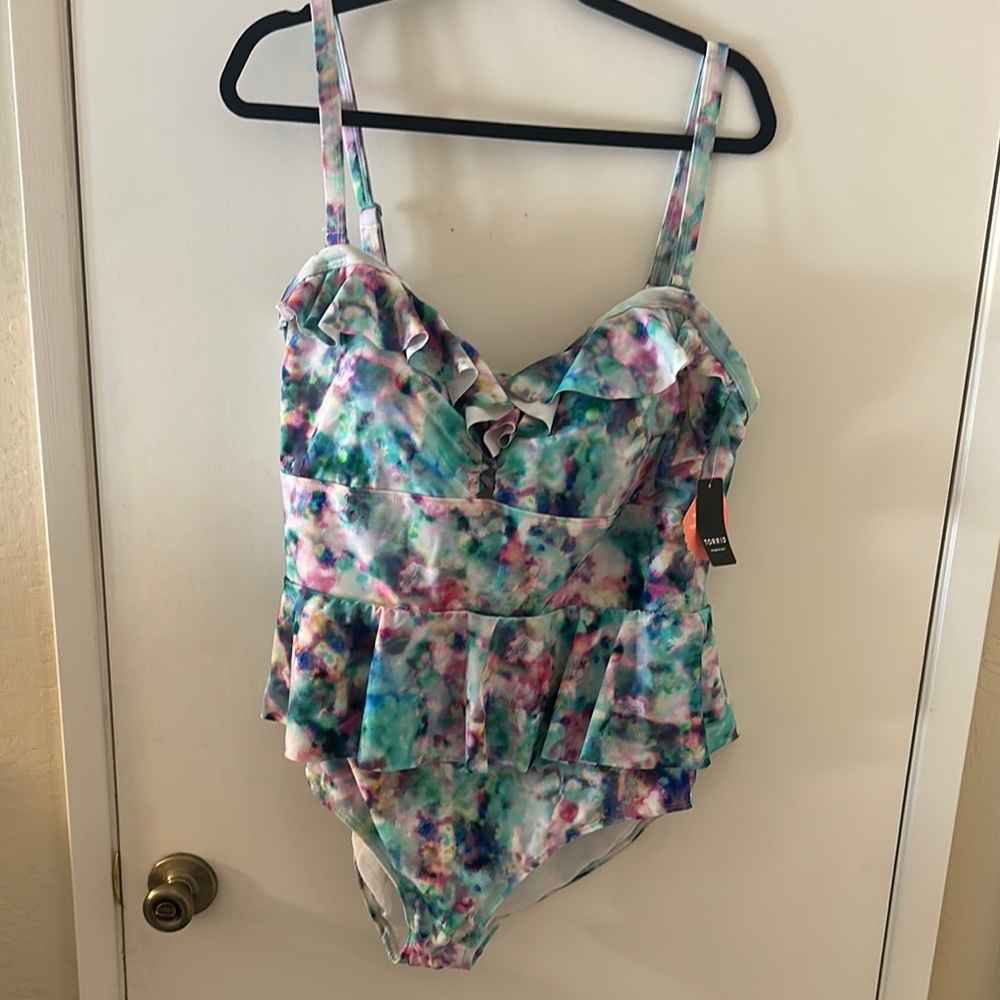 Torrid Vibrant Tie-Dye Ruffle One Piece Swimsuit